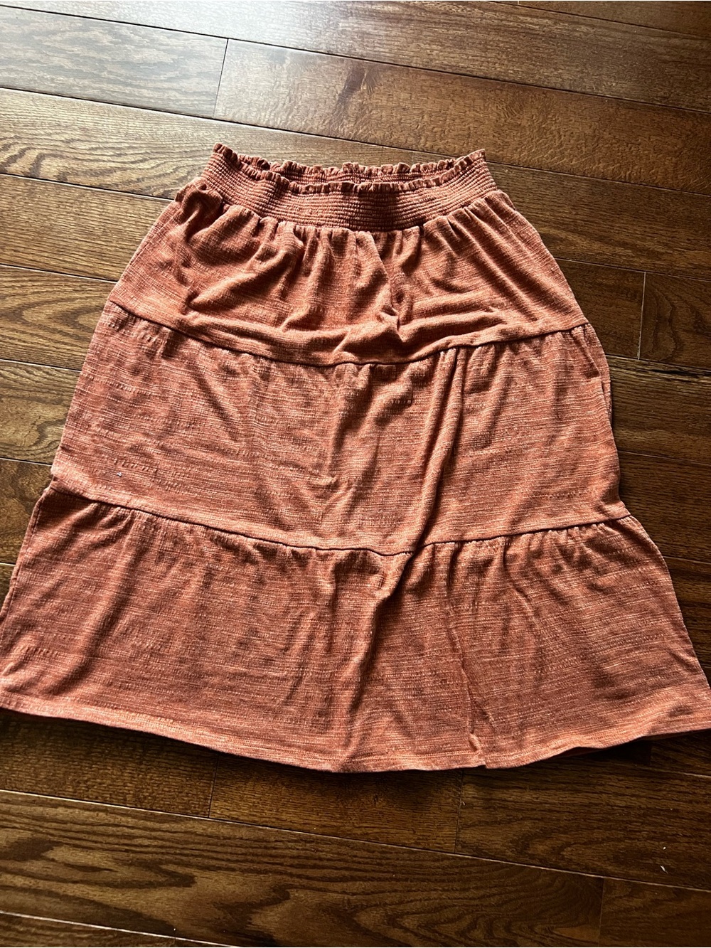 Tiered Rust Midi Skirt - Women